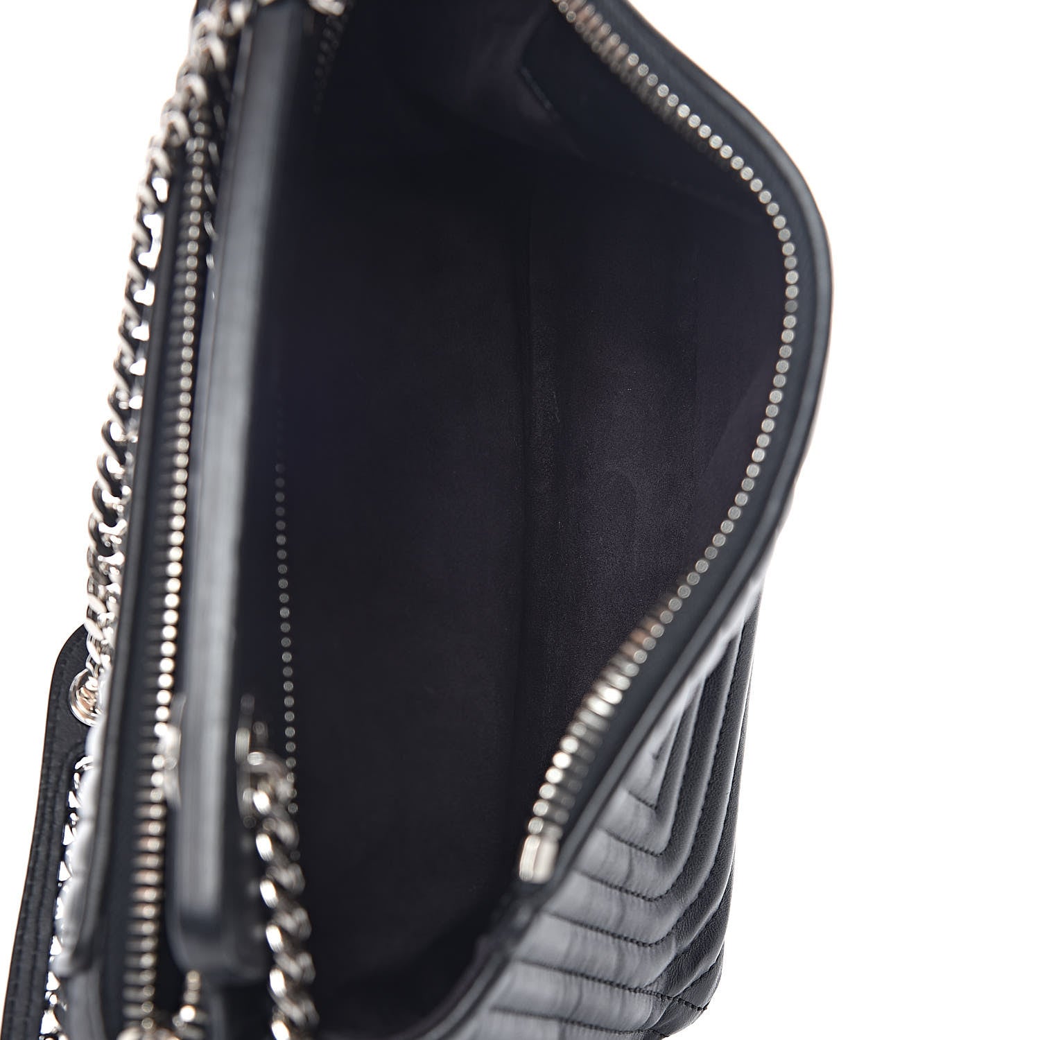Fendi Shiny Nappa Trapuntata Chain Small DotCom Click Chain Satchel Black 7 of 14