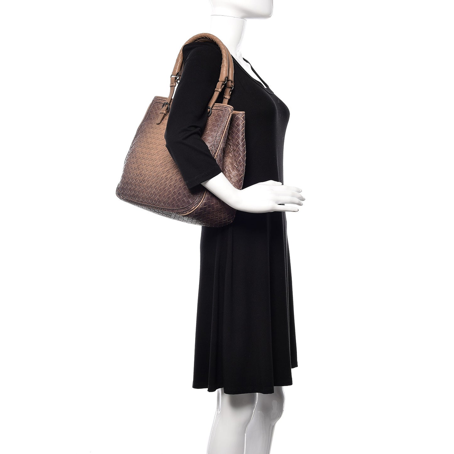 Nappa Intrecciato Ombre Shoulder Bag Camel
