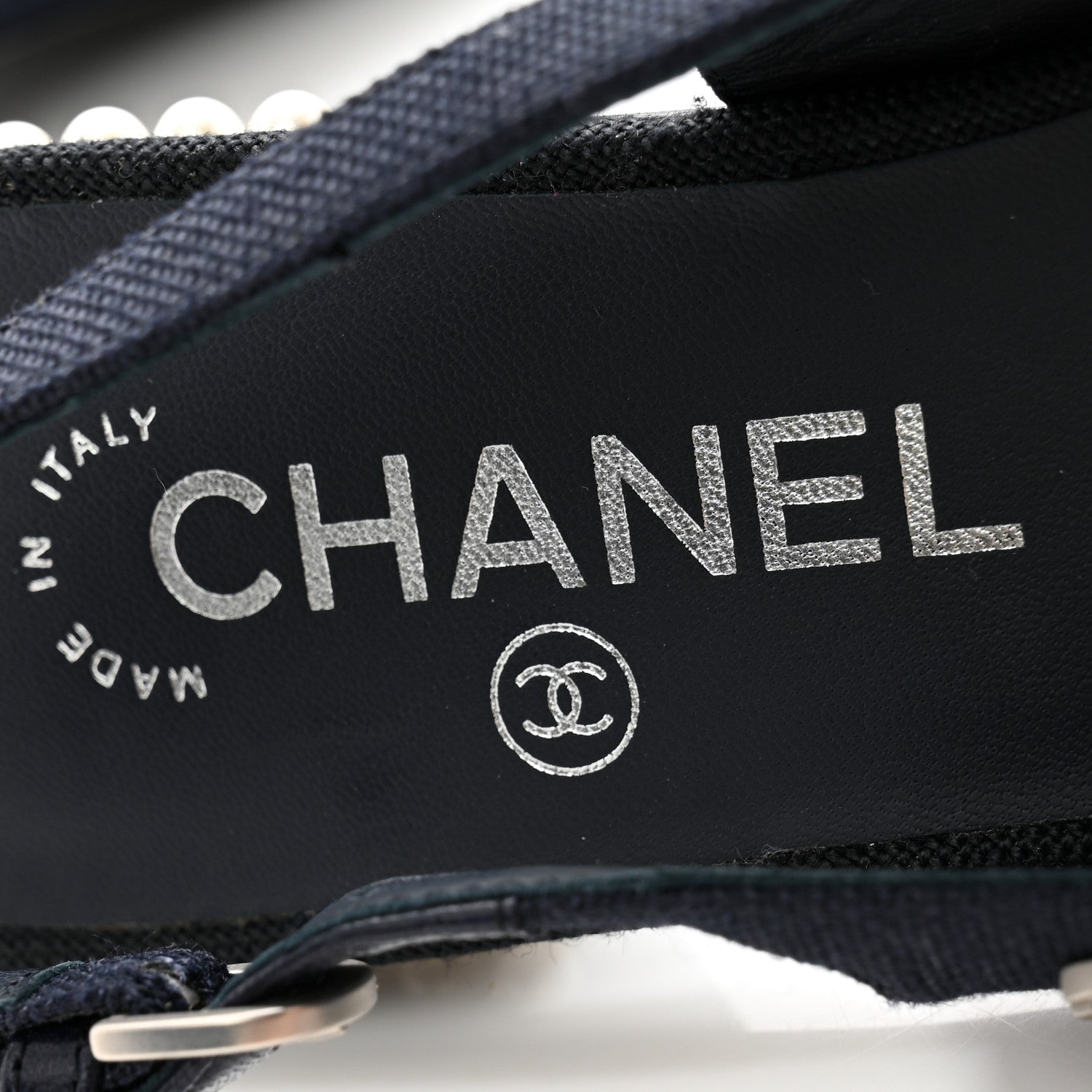 Chanel Denim Pearl Cap Toe CC Slingback 36 8 of 10
