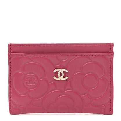 Chanel Lambskin Camellia Embossed Card Holder Fuchsia 1 of 9