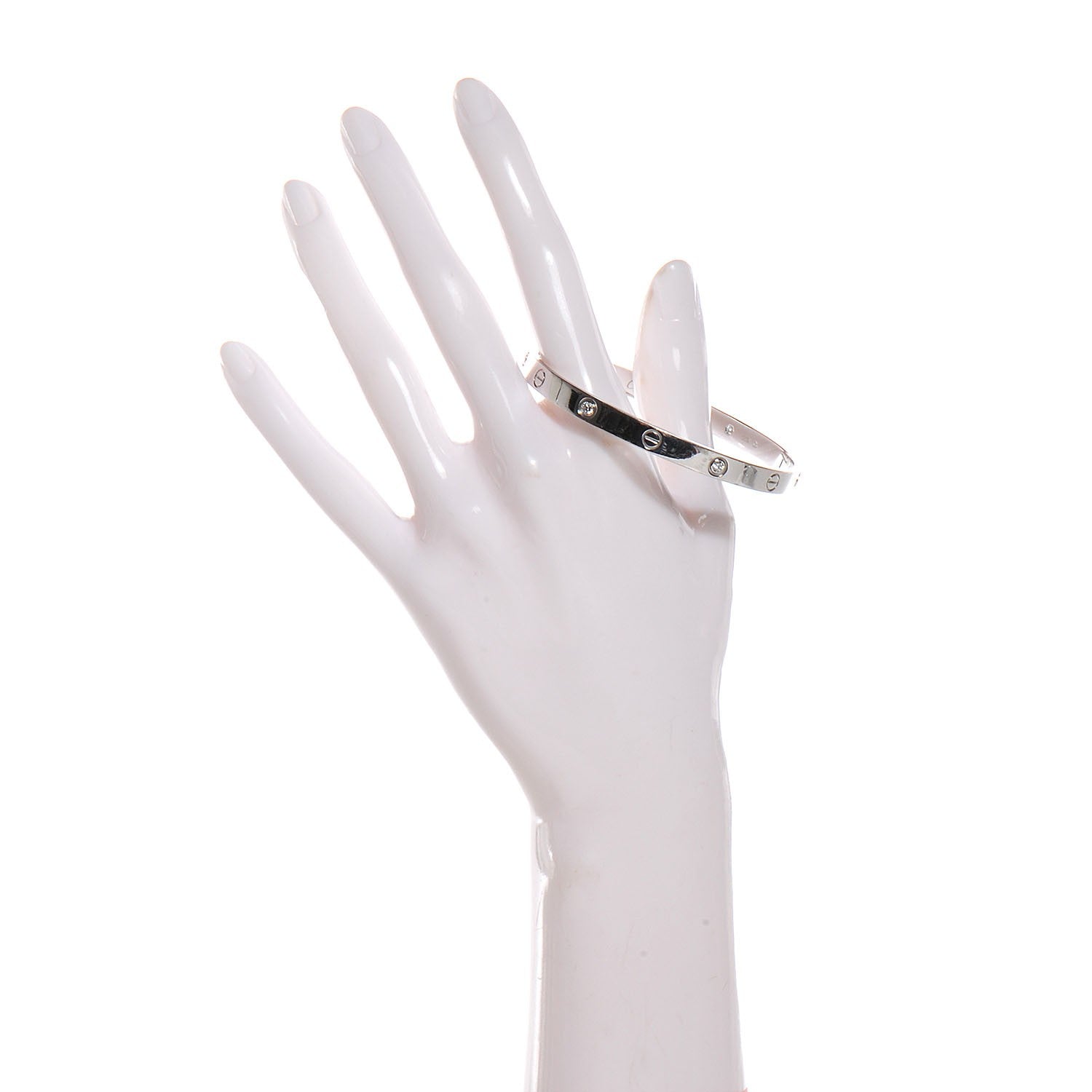 Cartier 18K White Gold 4 Diamond LOVE Bracelet 19 2 of 6