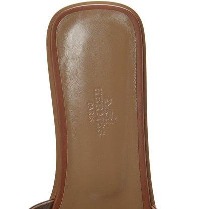 Hermes Box Calfskin Oran Sandals 39 Gold 6 of 7