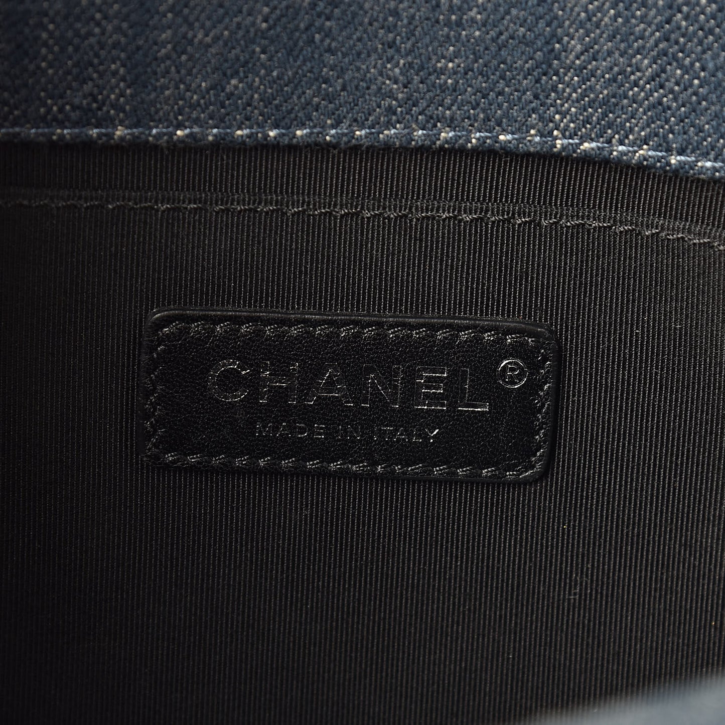 Denim Embossed Medium Boy Flap Blue