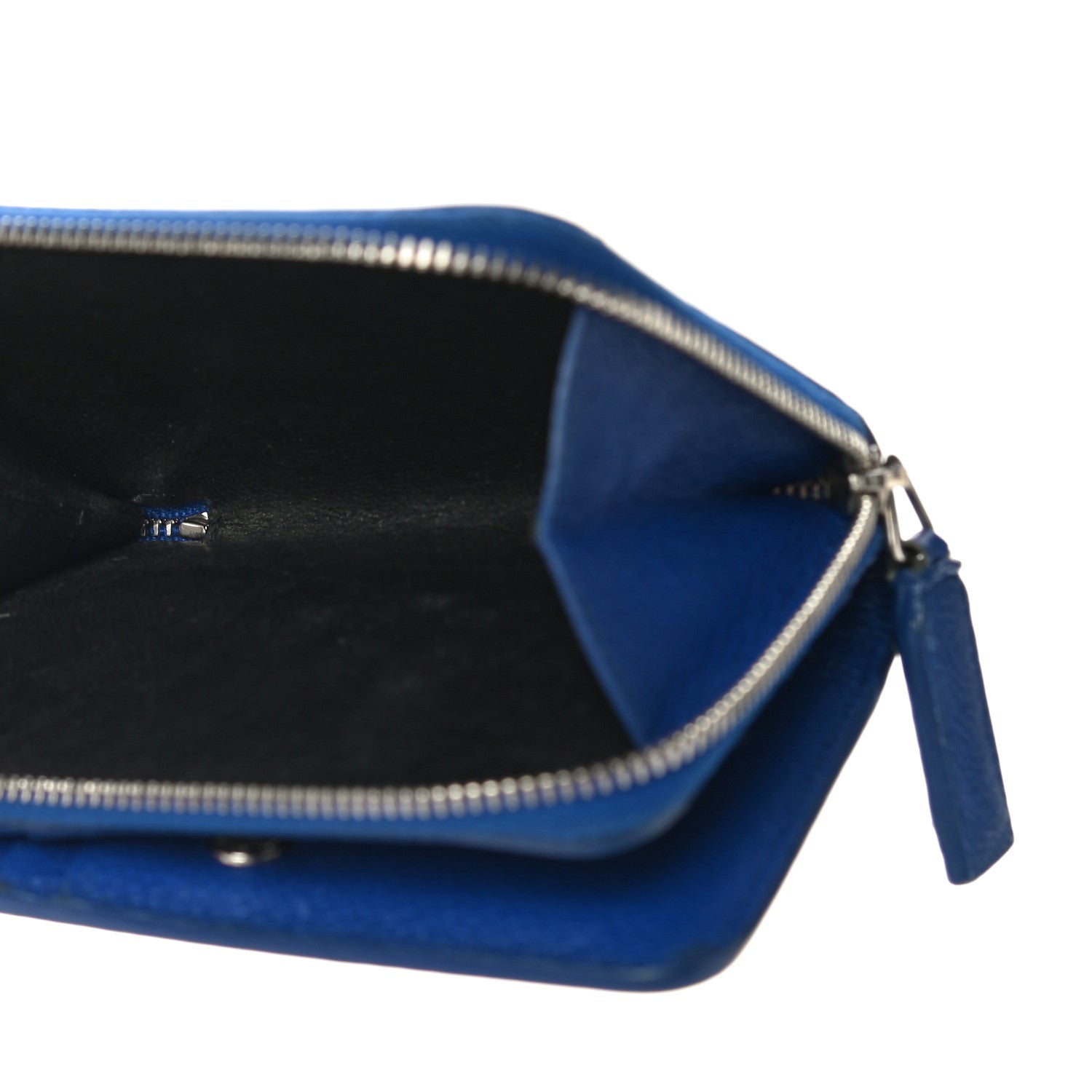 Saint Laurent Grained Calfskin Rive Gauche Compact Zip Around Wallet Royal Blue 6 of 10