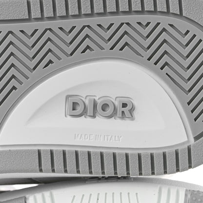 Christian Dior Smooth Calfskin Oblique Galaxy Perforated Mens B27 Mid Top Sneakers 41 White Grey 7 of 9