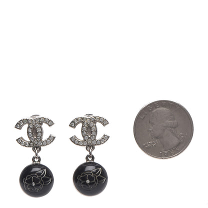 Chanel Crystal CC Camellia Drop Clip On Earrings 2 of 7