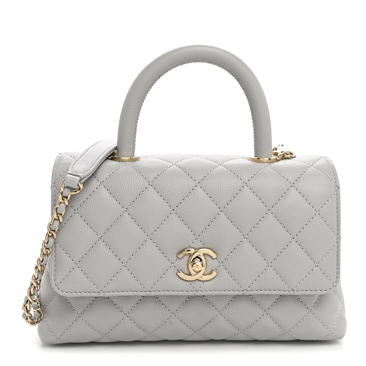 Chanel Caviar Quilted Mini Coco Handle Flap Light Grey 1 of 9