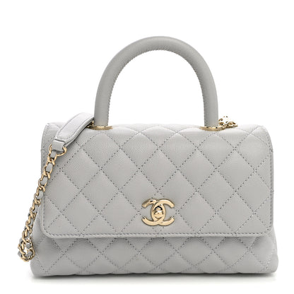 Chanel Caviar Quilted Mini Coco Handle Flap Light Grey 1 of 9