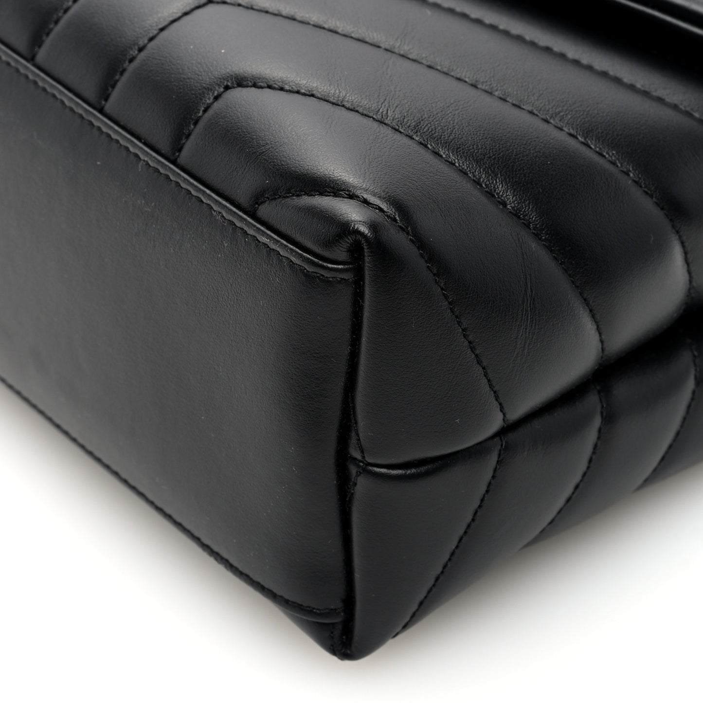 Calfskin Y Quilted Monogram Small Loulou Chain Satchel Black