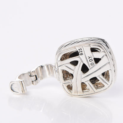 David Yurman Sterling Silver Diamond Black Onyx 11mm Albion Enhancer Pendant 5 of 5