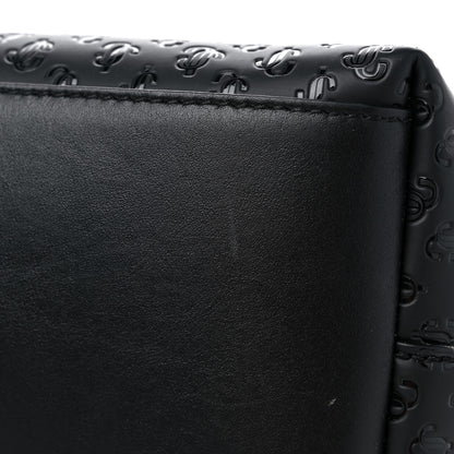 Jimmy Choo Calfskin Monogram Embossed Nine2Five East West Tote Black 13 of 15