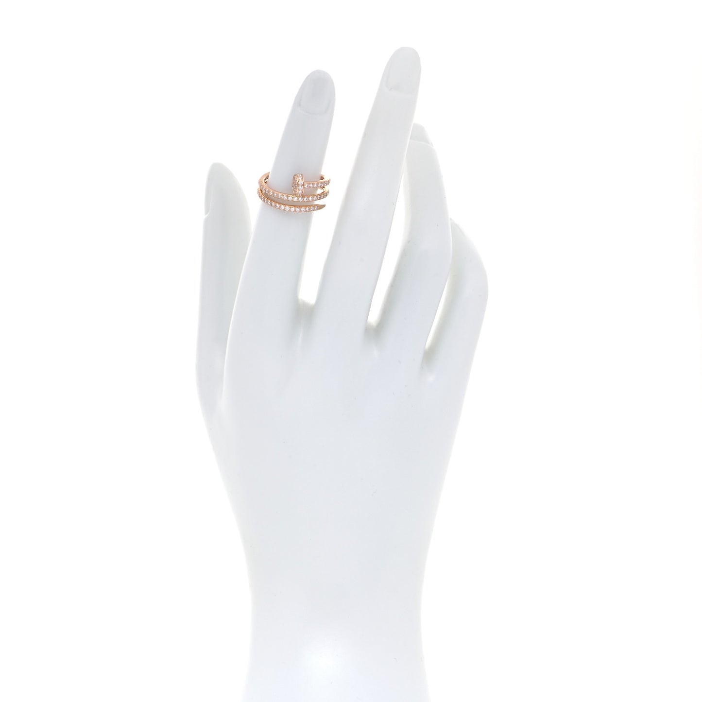 18K Pink Gold Diamond Double Juste Un Clou Paved Ring 49 4.75