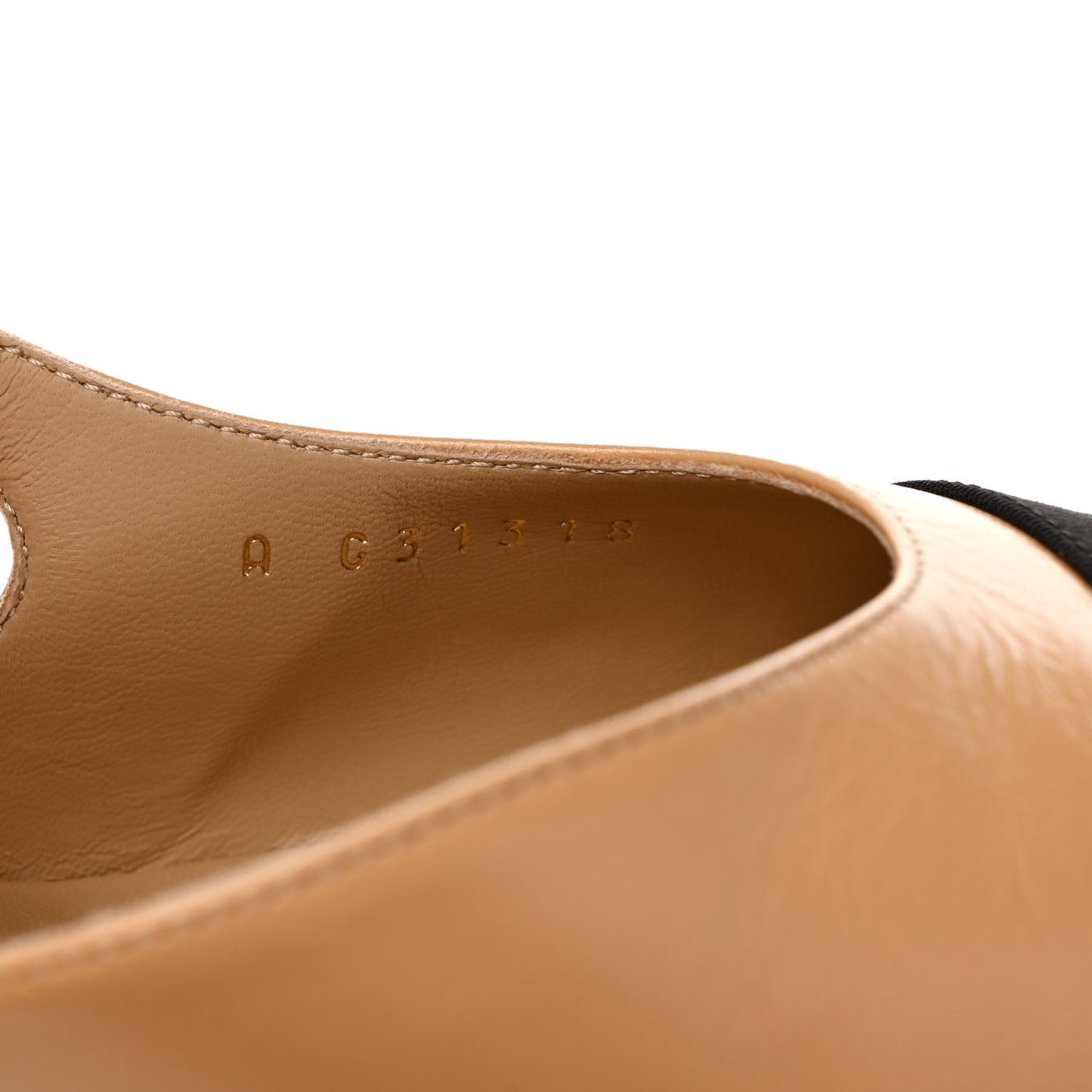 Goatskin Grosgrain Cap Toe CC Slingback Pumps 40 Beige Black