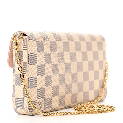 Louis Vuitton Damier Azur Pochette Felicie Chain Wallet Rose Ballerine 4 of 17