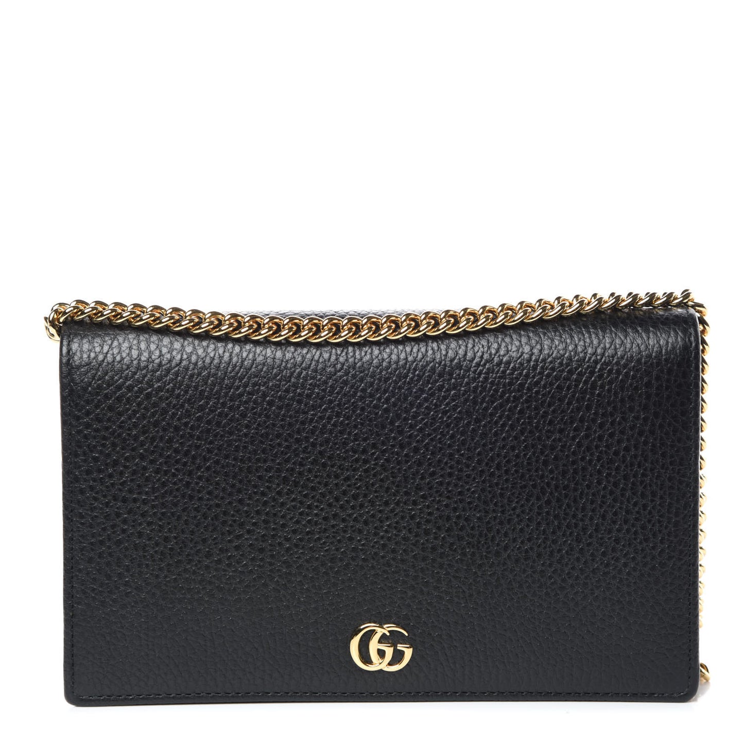 Calfskin Mini GG Marmont Chain Wallet Black