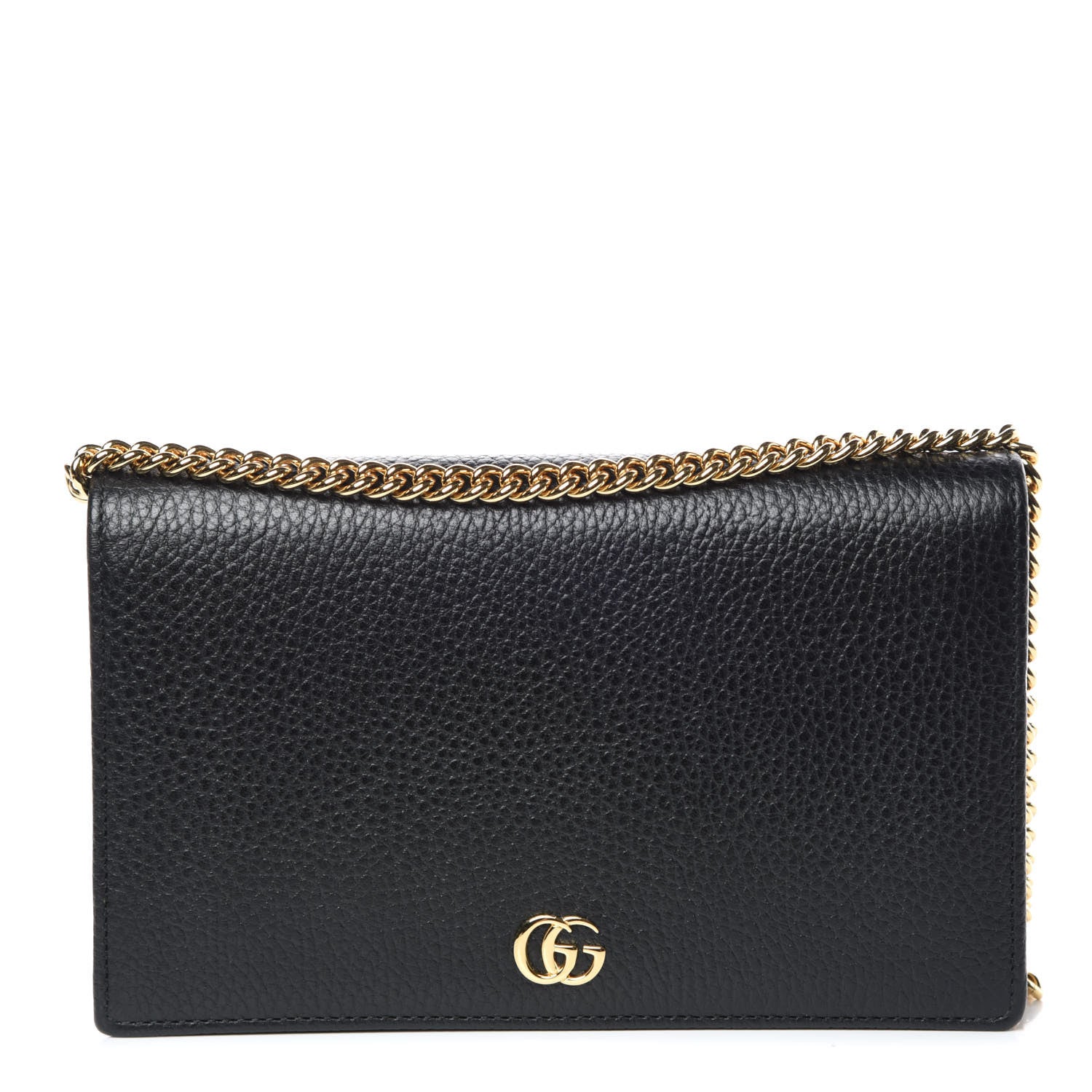 Gucci Calfskin Mini GG Marmont Chain Wallet Black 1 of 9