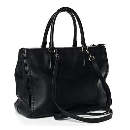 Prada City Calf Hand Stitched Medium Galleria Double Zip Tote Black 3 of 14