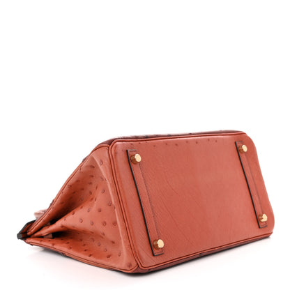 Hermes Ostrich Ghillies Birkin 30 Brique Rouge H 4 of 17