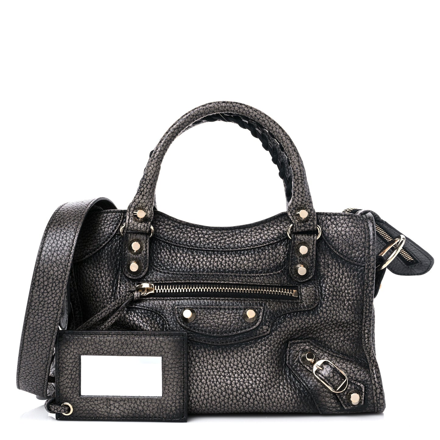 Grained Calfskin Classic Gold Hardware Mini City Ombre Grey Gradient
