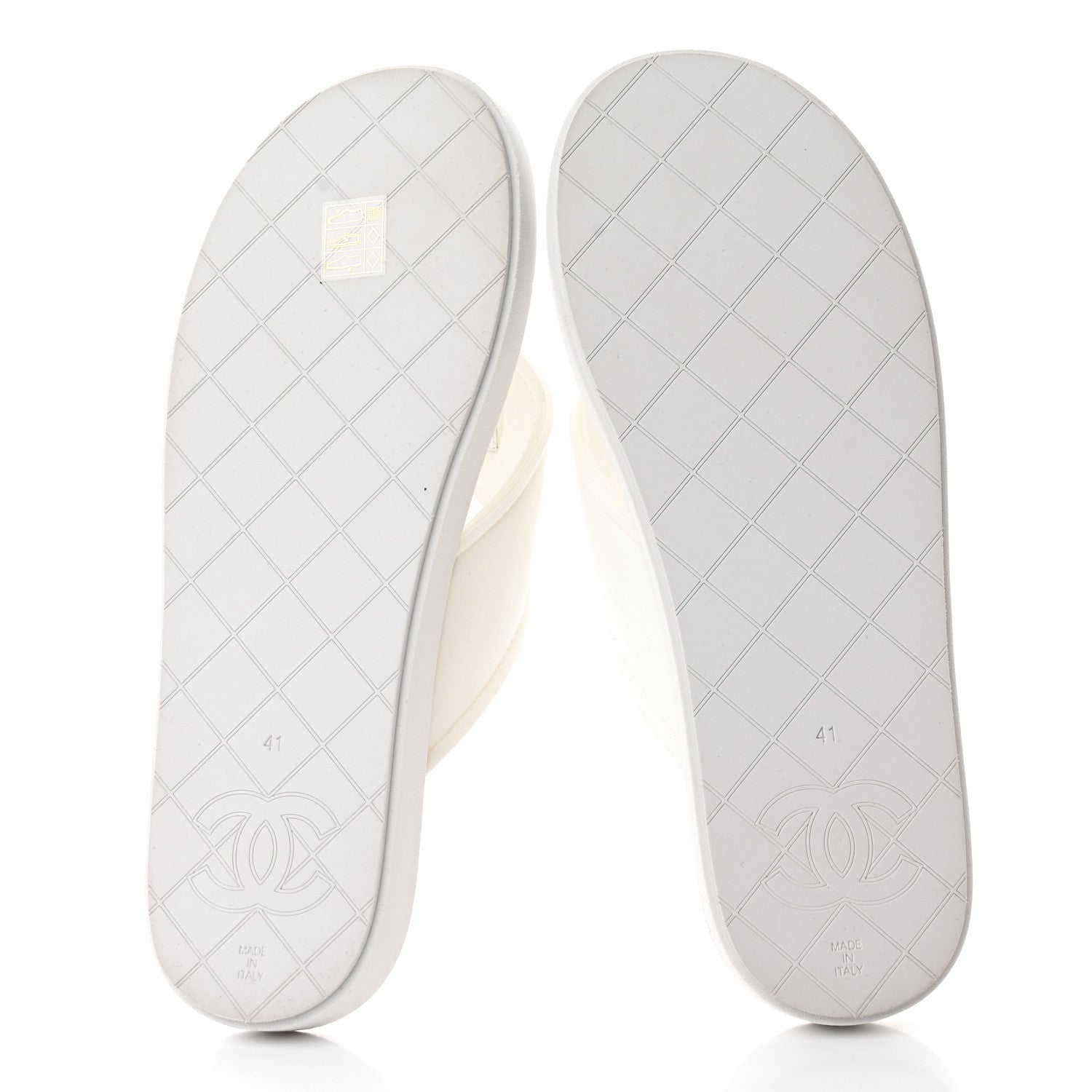 Chanel Fabric CC Thong Sandals 41 White 5 of 12