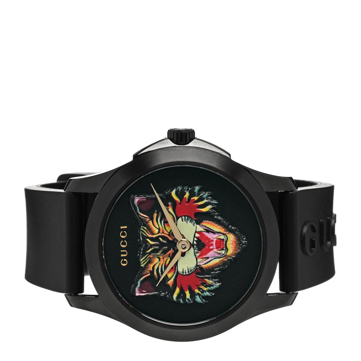 PVD Stainless Steel Rubber 38mm G-Timeless Angry Cat Quartz Watch Black