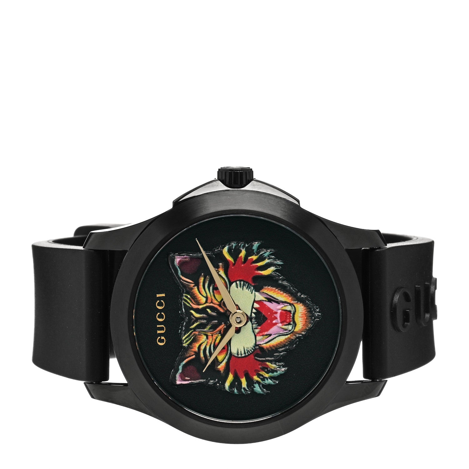Gucci PVD Stainless Steel Rubber 38mm G-Timeless Angry Cat Quartz Watch Black 2 of 4