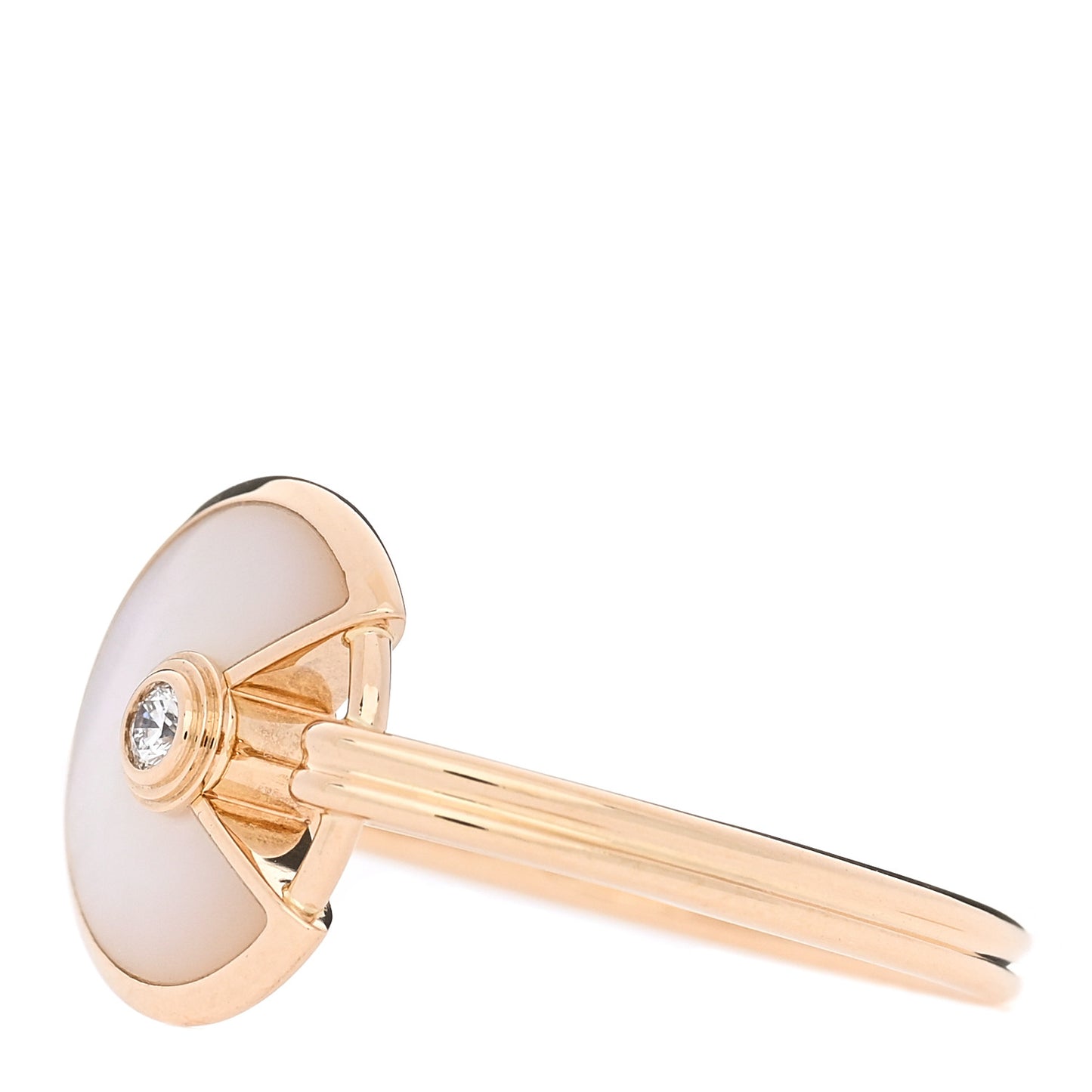 18K Yellow Gold Diamond Mother of Pearl Amulette de Cartier Ring 51 5.75
