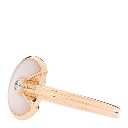 Cartier 18K Yellow Gold Diamond Mother of Pearl Amulette de Cartier Ring 51 5.75 6 of 6
