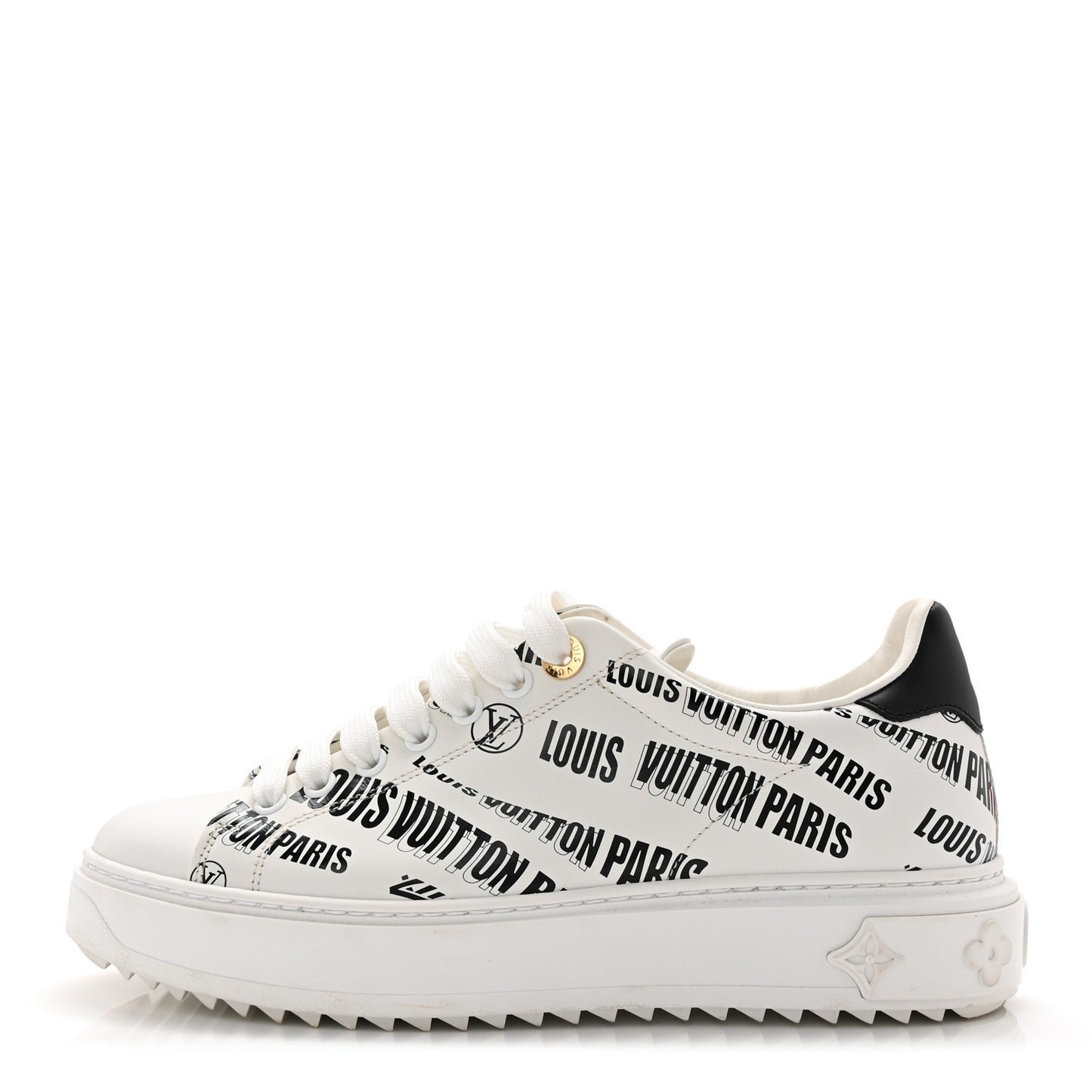 Calfskin Printed Time Out Trainer Sneakers 37 White