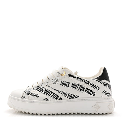 Louis Vuitton Calfskin Printed Time Out Trainer Sneakers 37 White 1 of 10