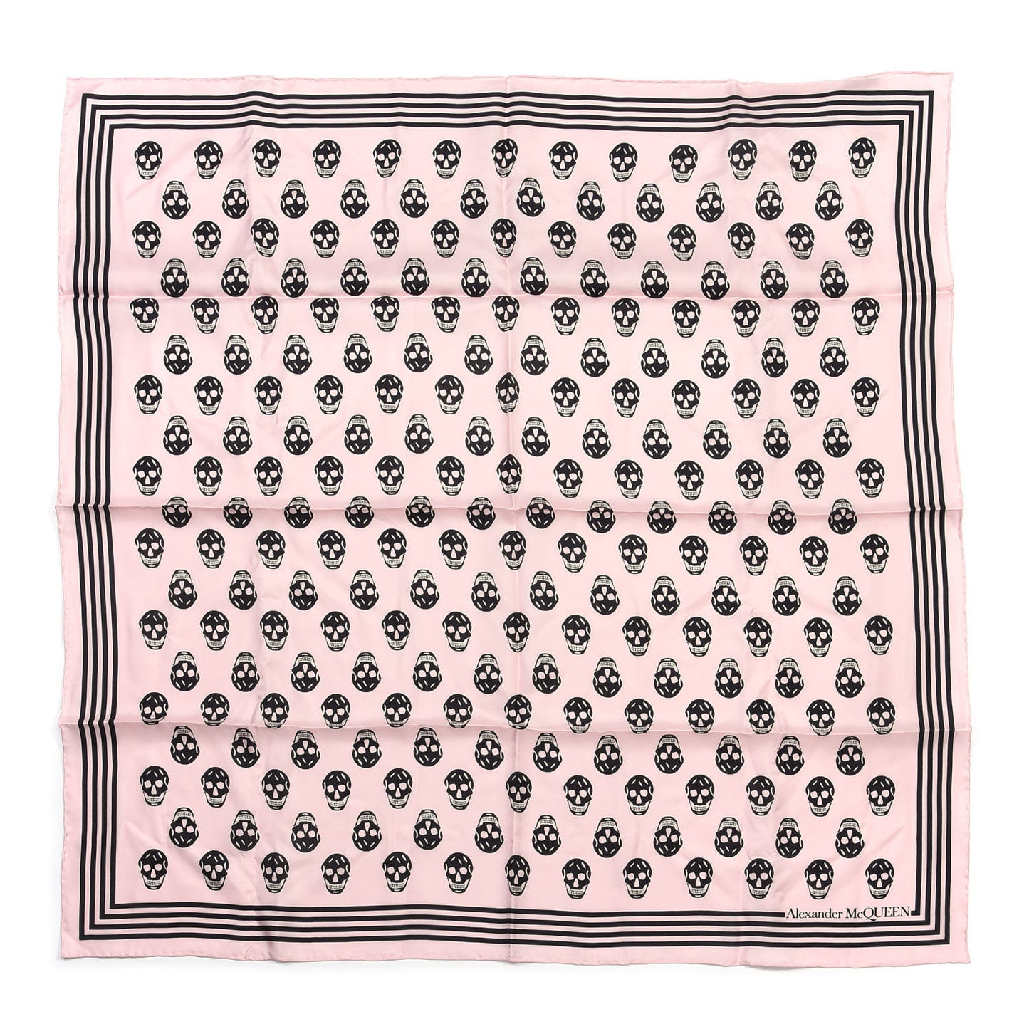 Silk Skull Scarf Pink Black