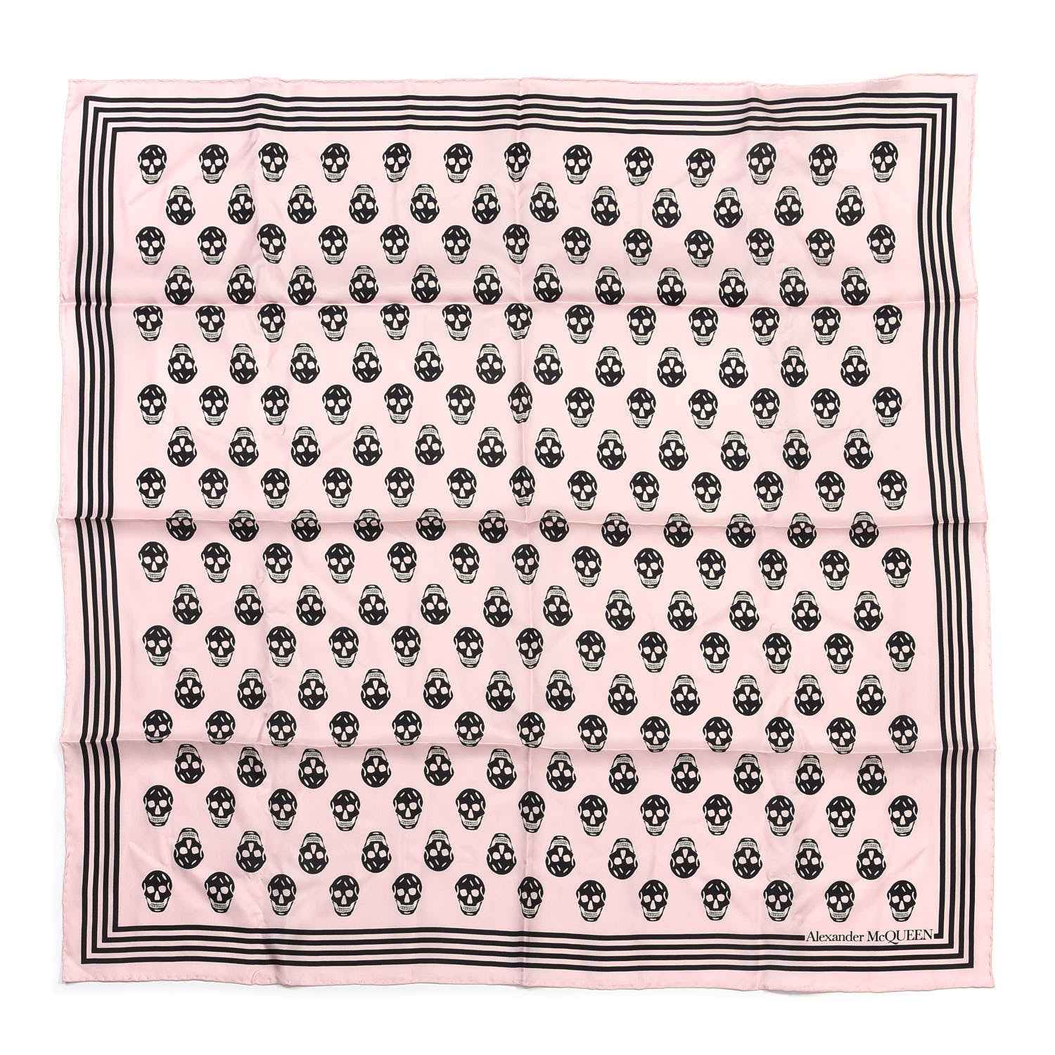 Alexander McQueen Silk Skull Scarf Pink Black 1 of 3