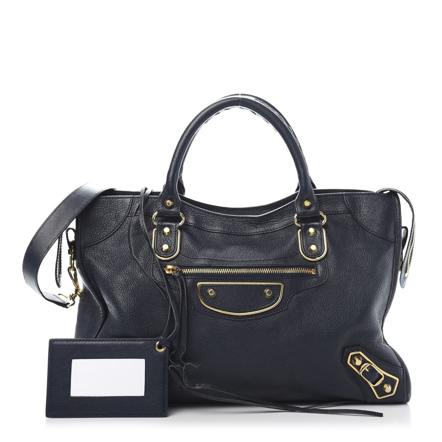 Chevre Gold Metallic Edge Hardware City Bleu Nuit Dark Sea