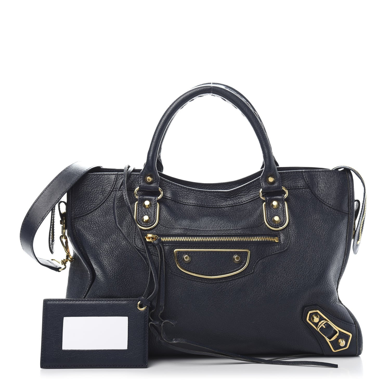 Balenciaga Chevre Gold Metallic Edge Hardware City Bleu Nuit Dark Sea 1 of 18