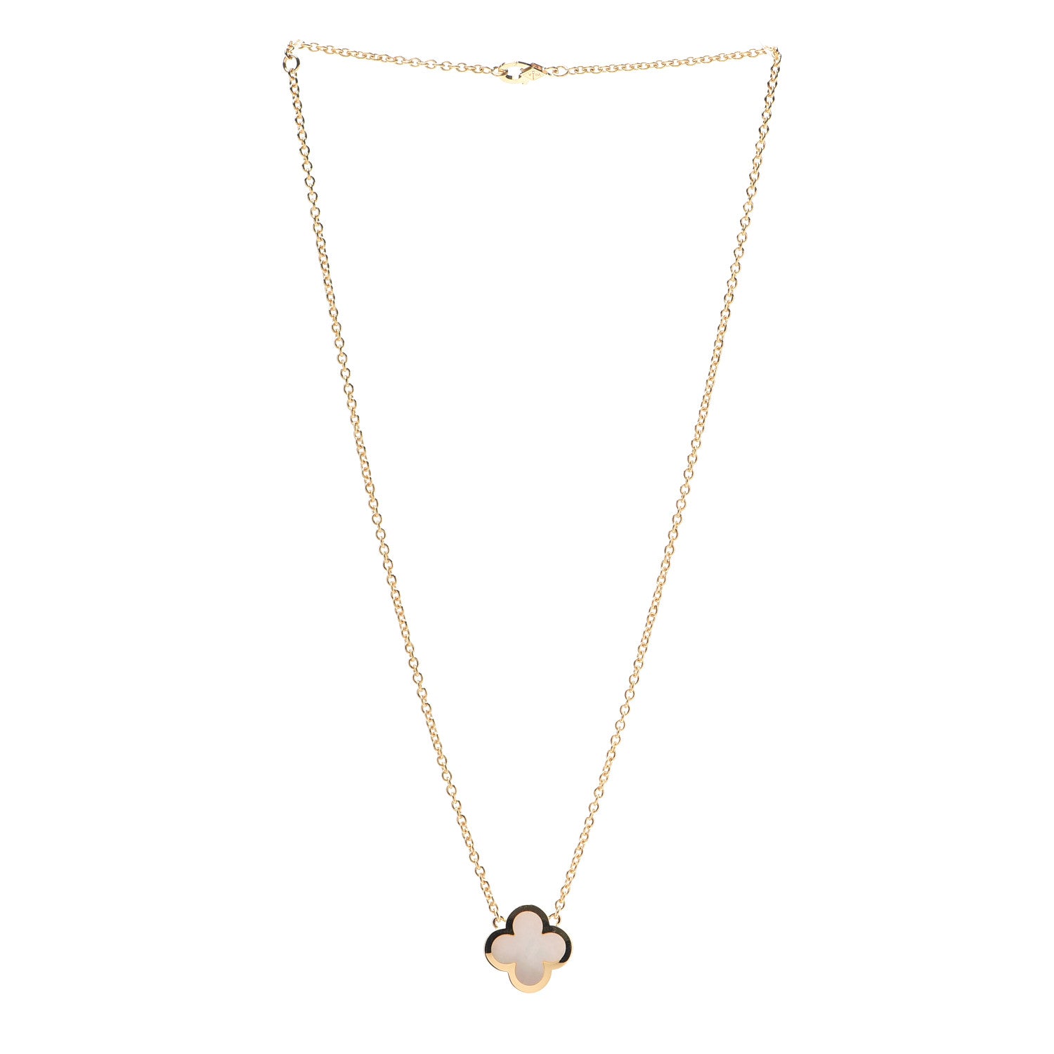 Van Cleef & Arpels 18K Yellow Gold Mother of Pearl Pure Alhambra Pendant Necklace 3 of 6