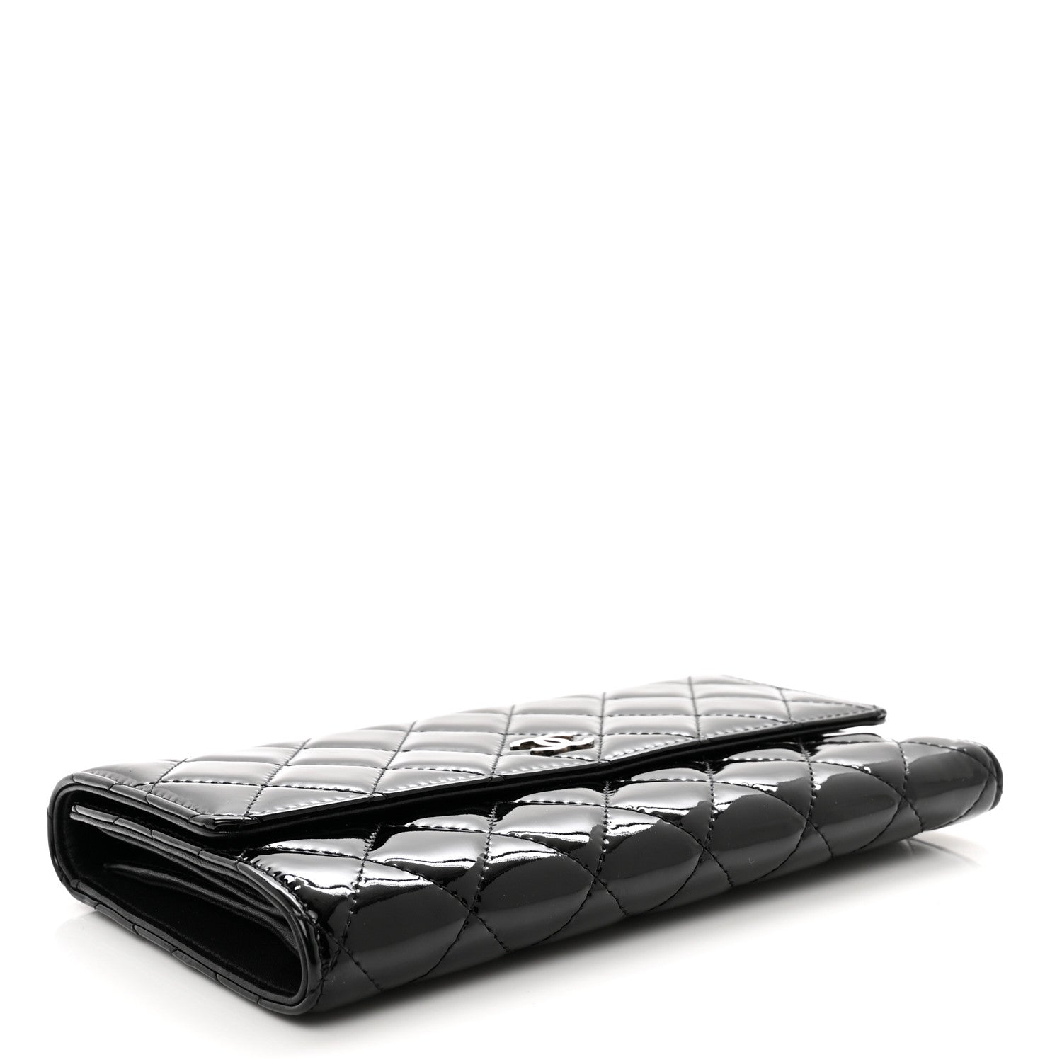 Chanel Patent Quilted Large Flap Wallet Black 4 of 9