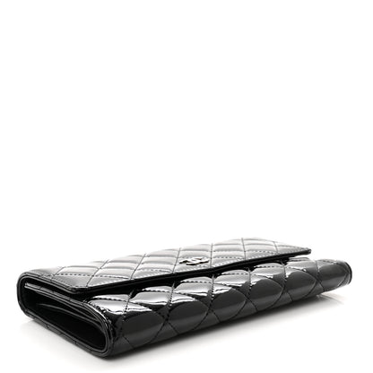 Chanel Patent Quilted Large Flap Wallet Black 4 of 9