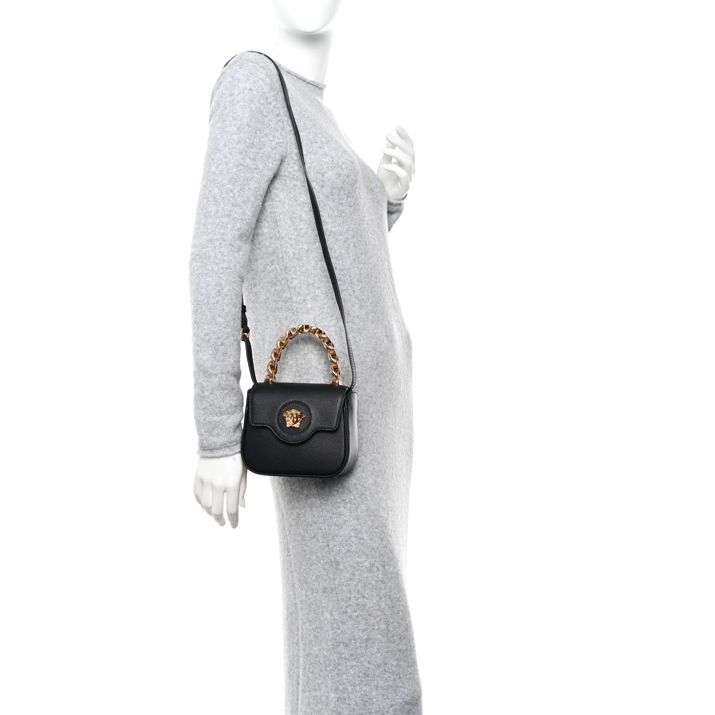 Grained Calfskin Mini La Medusa Bag Black