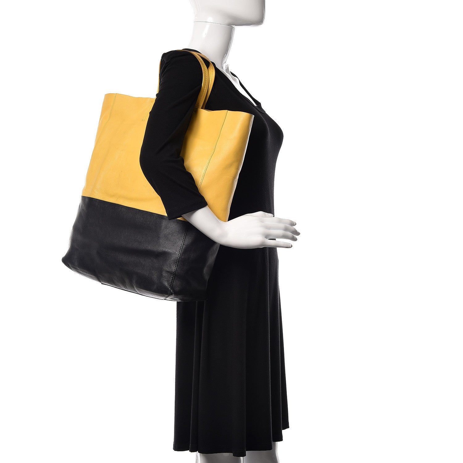 Celine Lambskin Vertical Bi-Cabas Yellow Black 2 of 11