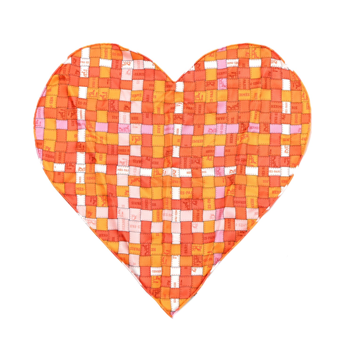 Silk Bolduc Au Carre Coeur Pocket Scarf Orange Vieux Rose