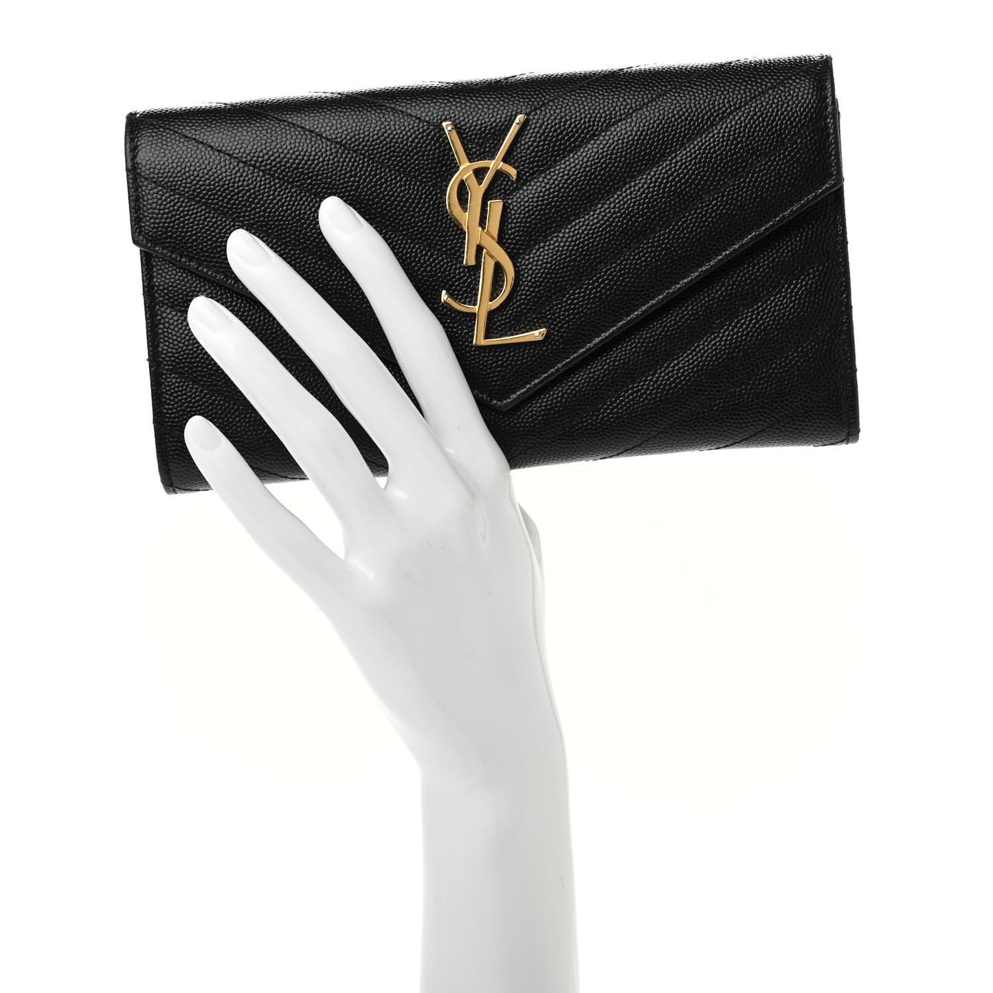 Grain De Poudre Matelasse Chevron Monogram Flap Wallet Black