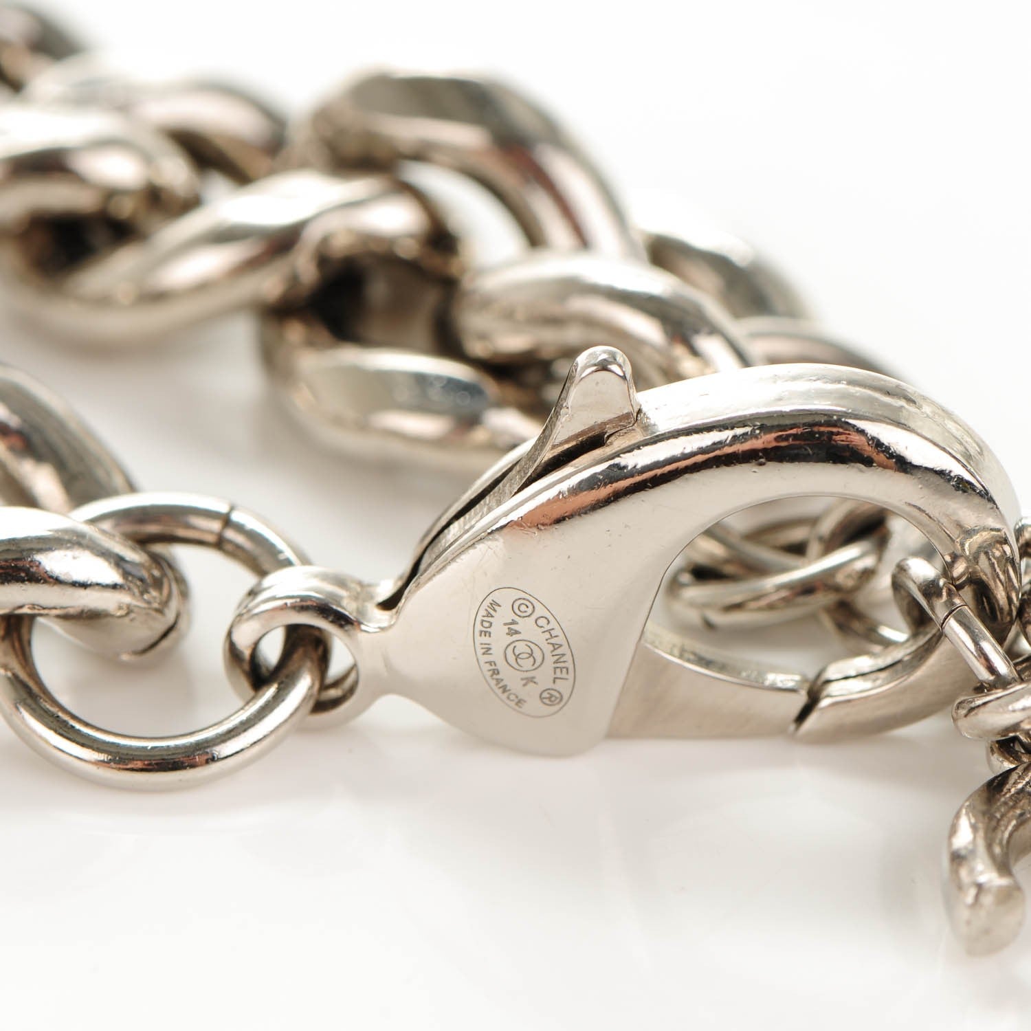 Chanel Plexiglass Pearl CC Padlock Bracelet Silver 3 of 8