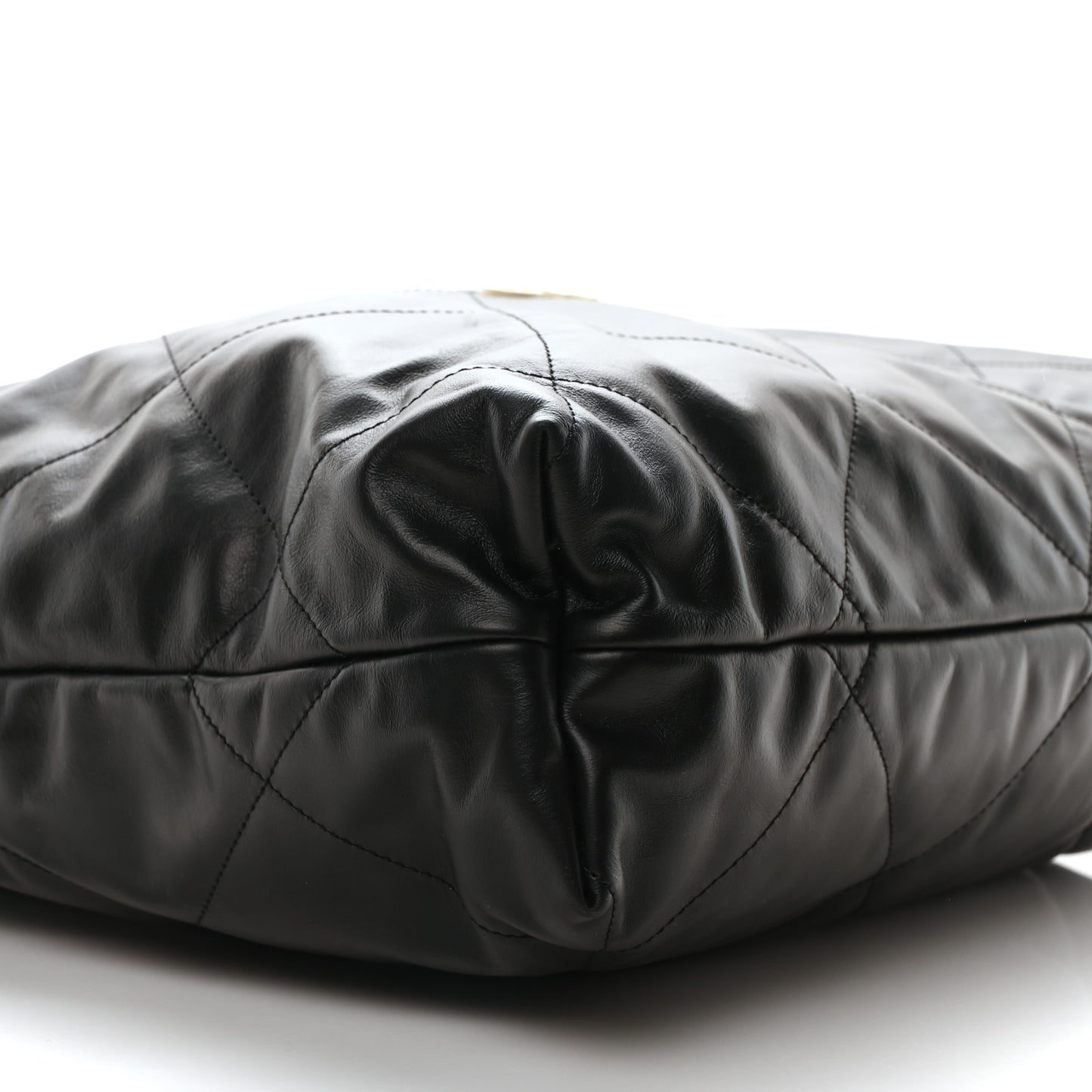 Calfskin Quilted Large Chanel 22 Black White