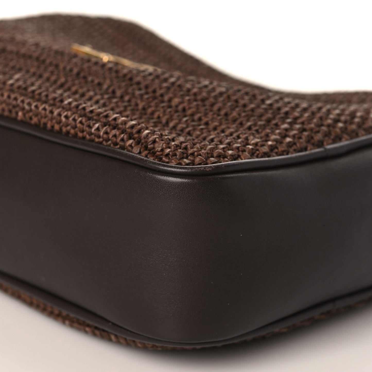 Raffia Canvas Monogram Lou Camera Bag Dark Chocolate