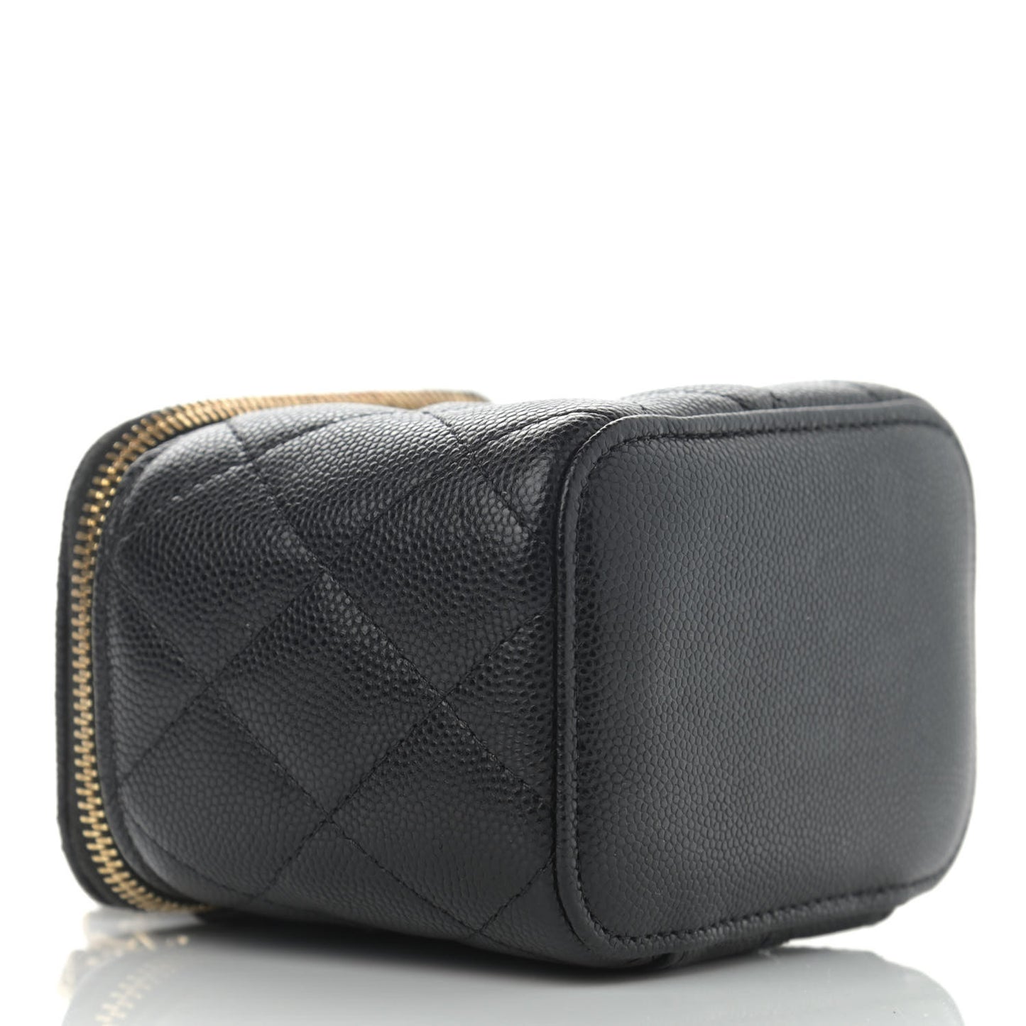 Caviar Quilted Mini Vanity Case With Chain Black