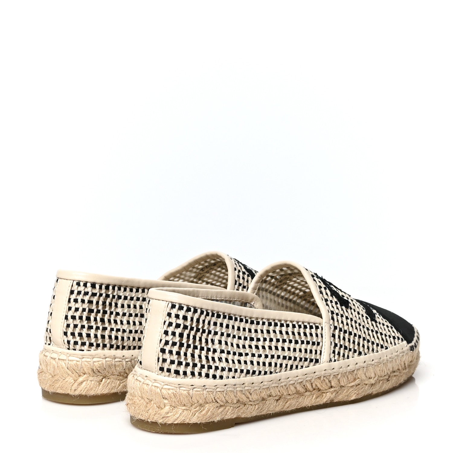 Chanel Mesh Grosgrain CC Espadrilles 38 Beige Black 4 of 8