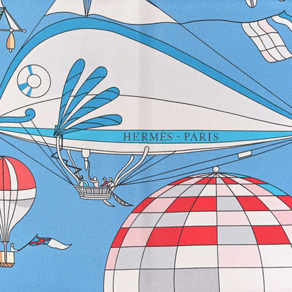 Hermes Silk Les Folies Du Ciel Double Face Scarf 90 Bleu Azur Rouge Rose 2 of 4