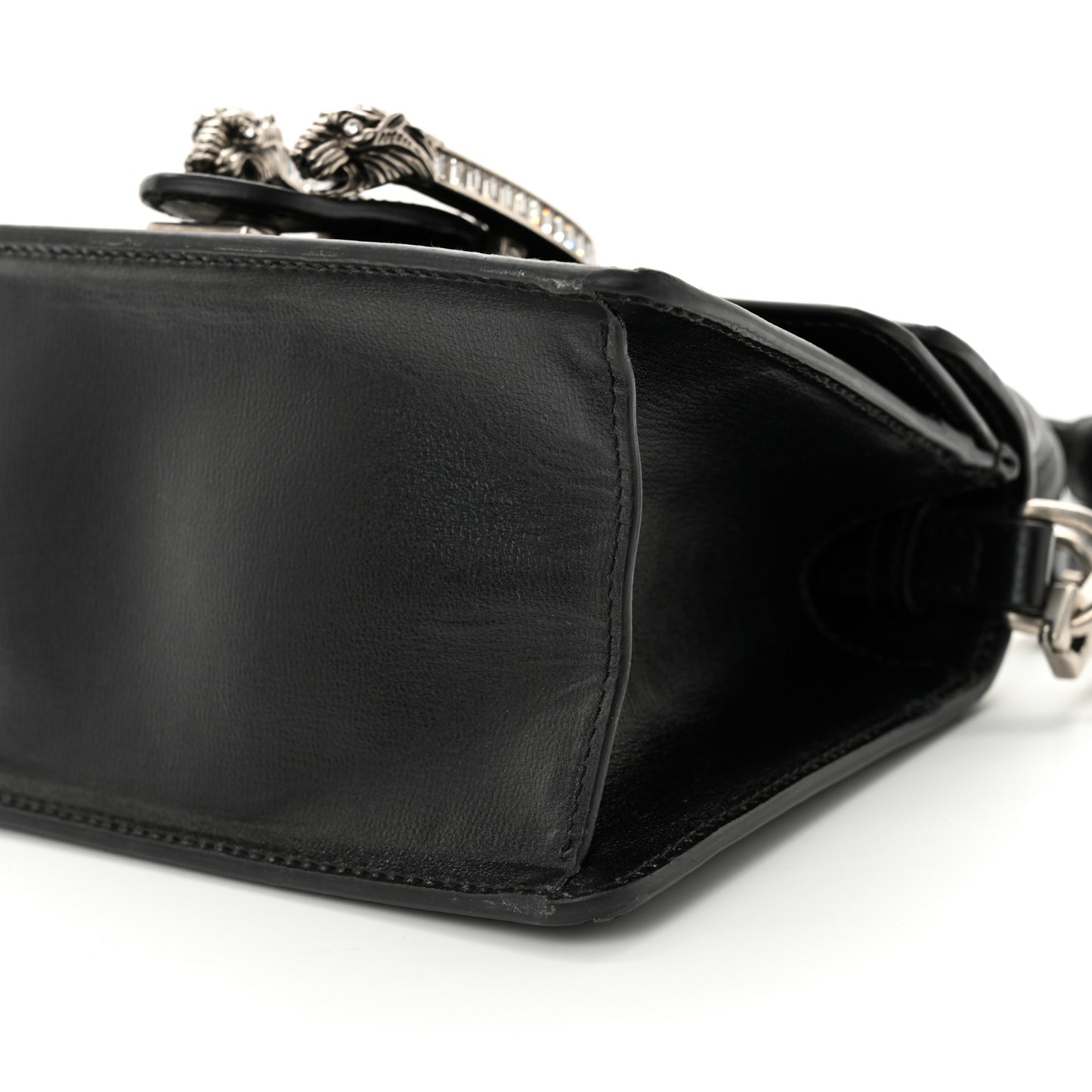 Satin Crystal GG Monogram Mini Dionysus Top Handle Bag Black