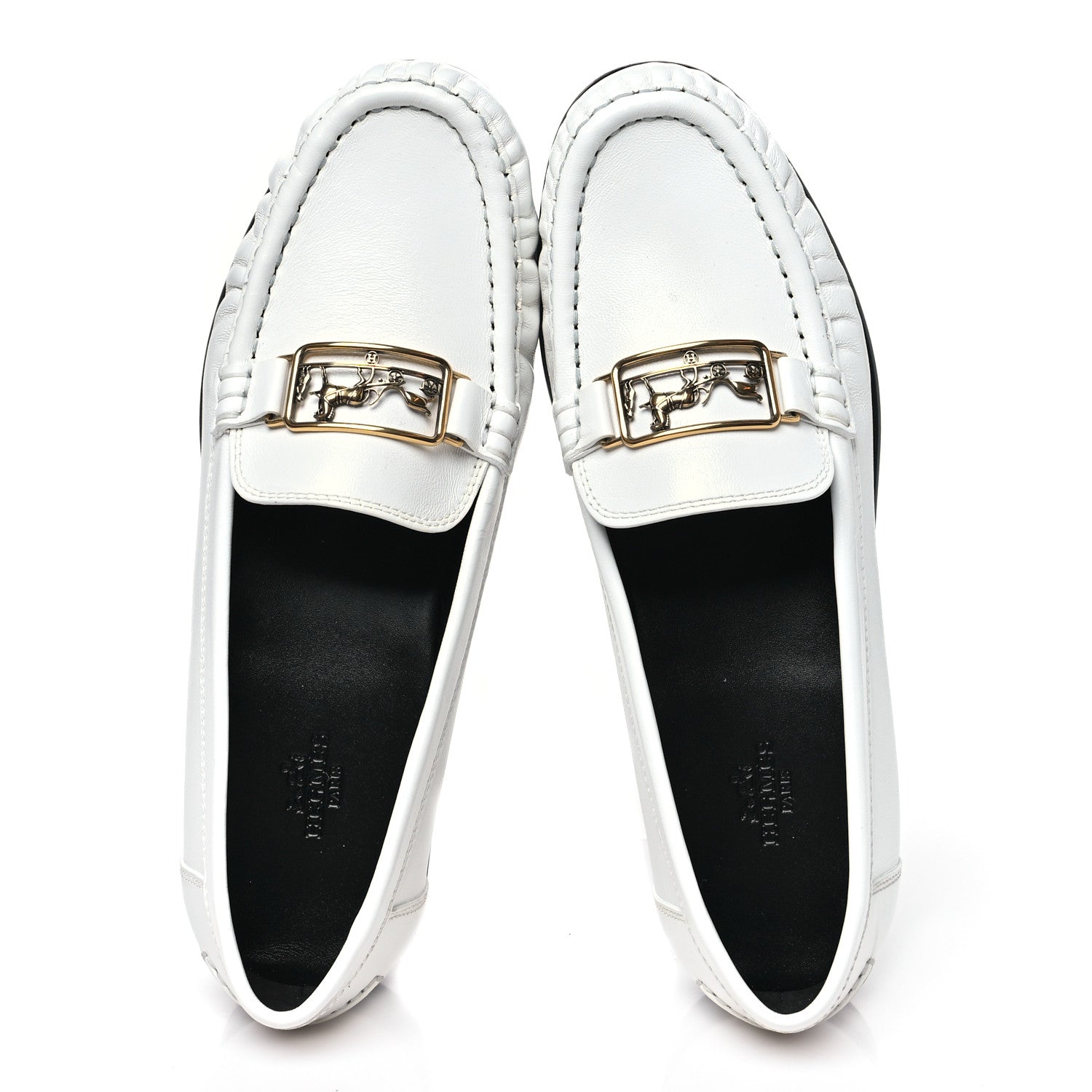 Hermes Glazed Nappa Womens Kessy Loafer 39 White 2 of 8
