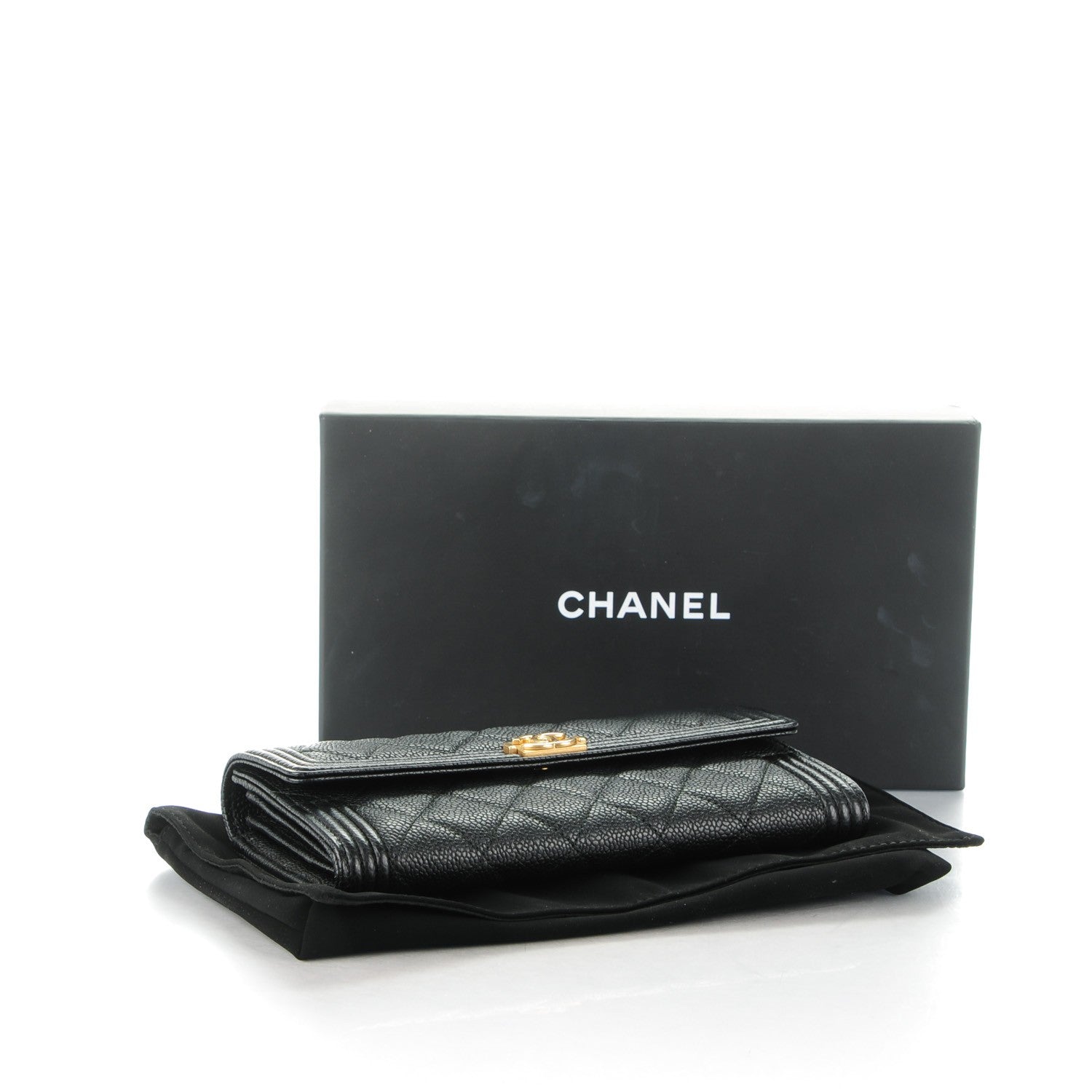 Chanel Caviar Quilted Boy Flap Wallet Black 4 of 8
